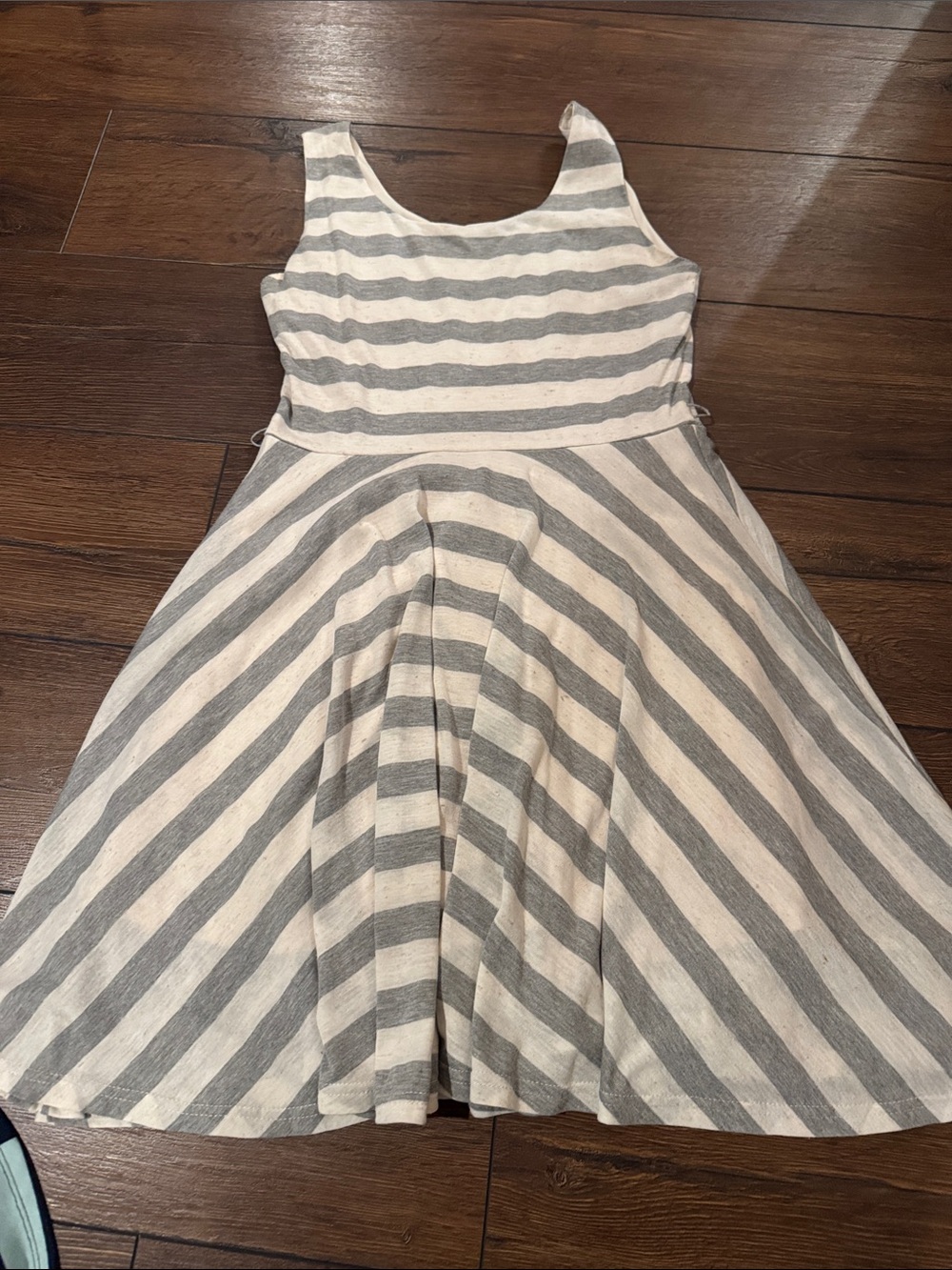 Women's Gray and White Striped Sleeveless Dress